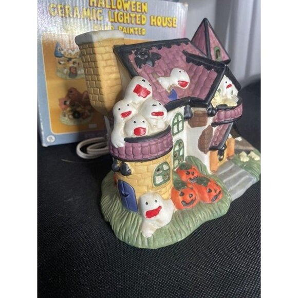 Vintage Halloween Haunted House Ceramic Mansion Light Up Ghosts Spooky BULB - Picture 4 of 12